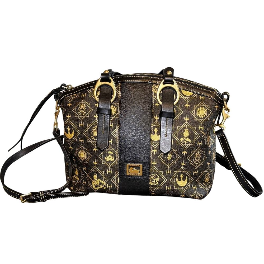 Dooney & Bourke Star Wars Large Satchel Handbag Purse Black/Gold Retired Print